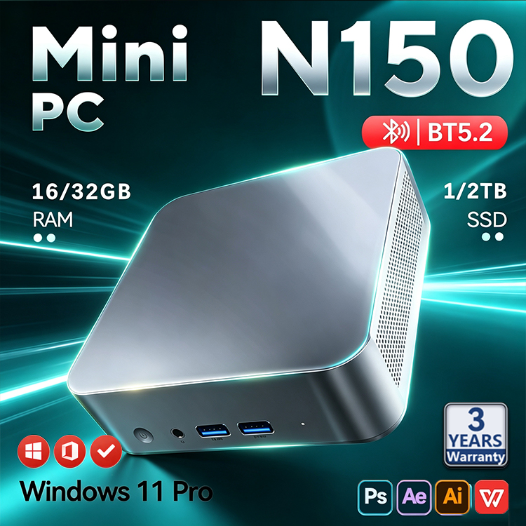 Gaming Console Mini - 2026 อินเทล N150 มินิพีซีแบบพกพาสำหรับเล่นเกม Windows11 Pro