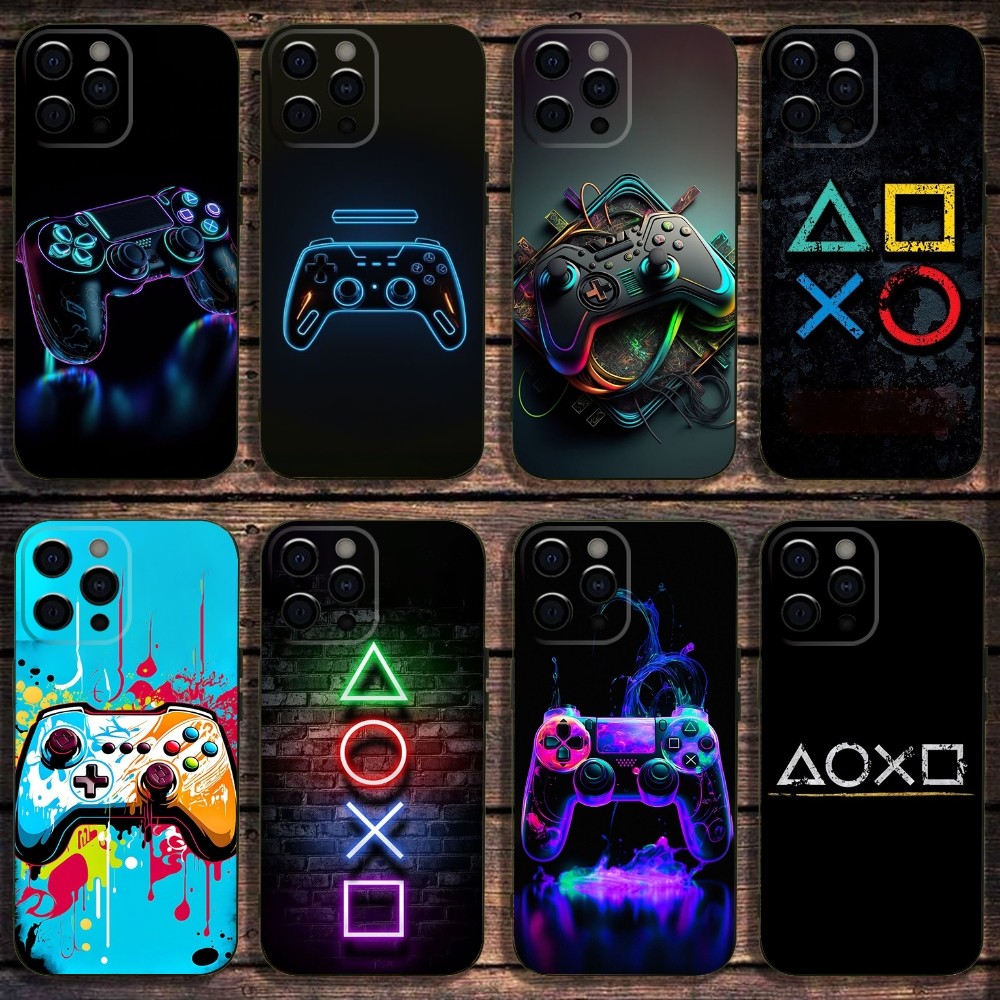 Gaming Console Zone - เกมคอนโซลGamepad Gamerเล่นเคสโทรศัพท์สําหรับiPhone 16,15,14,13,12,11,Pro,X,XS,Max,XR,Plus,mini Softปกสีดํา