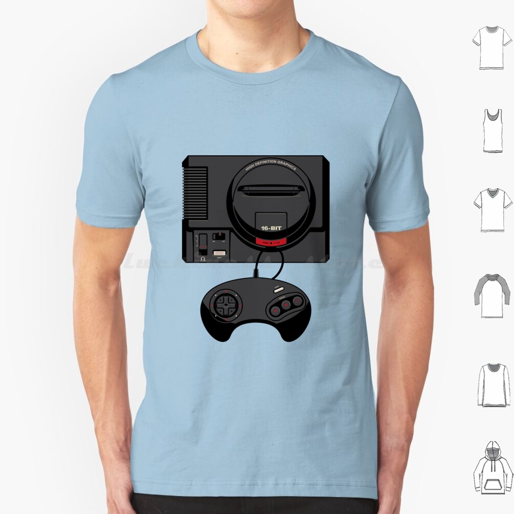 Gaming Console Genesis - เสื้อยืดเรโทรสีดำ 16 บิต สำหรับผู้ชาย ผู้หญิง เด็ก