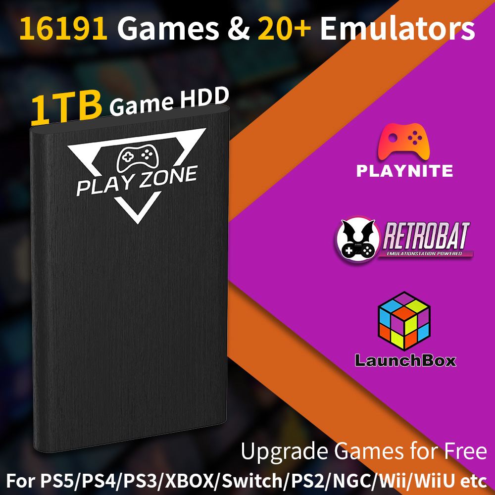 Gaming Console Zone - ฮาร์ดดิสก์พกพา Play Zone 1TB สำหรับ PS5/PS4/XBOX/PS3/Switch/PS2