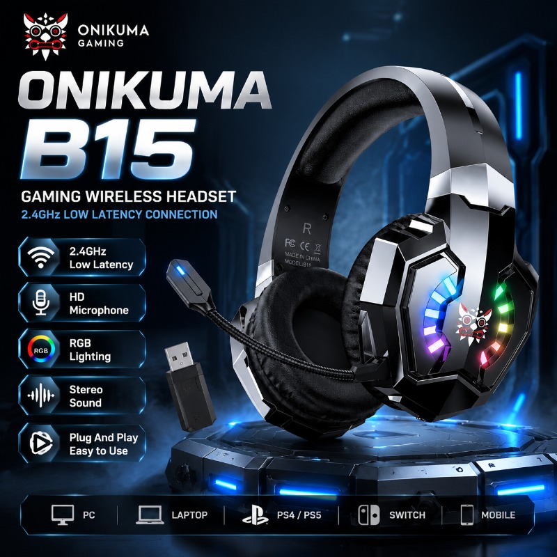 หูฟังเกมมิ่งไร้สาย ONIKUMA B15 - Gaming Console In Amazon บทวิจารณ์และราคา
